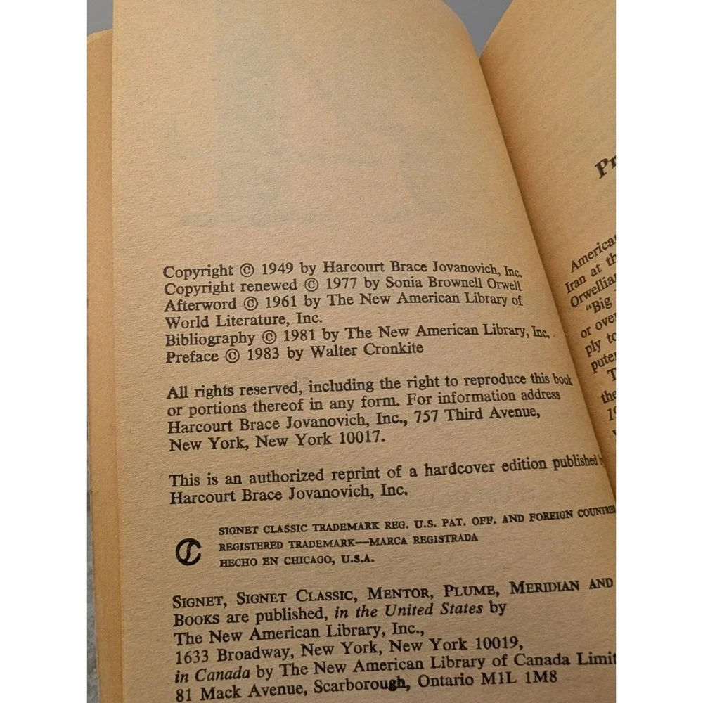 GEORGE ORWELL 1984 (1983 Signet Paperback) Commemorative Edition Walter Cronkite